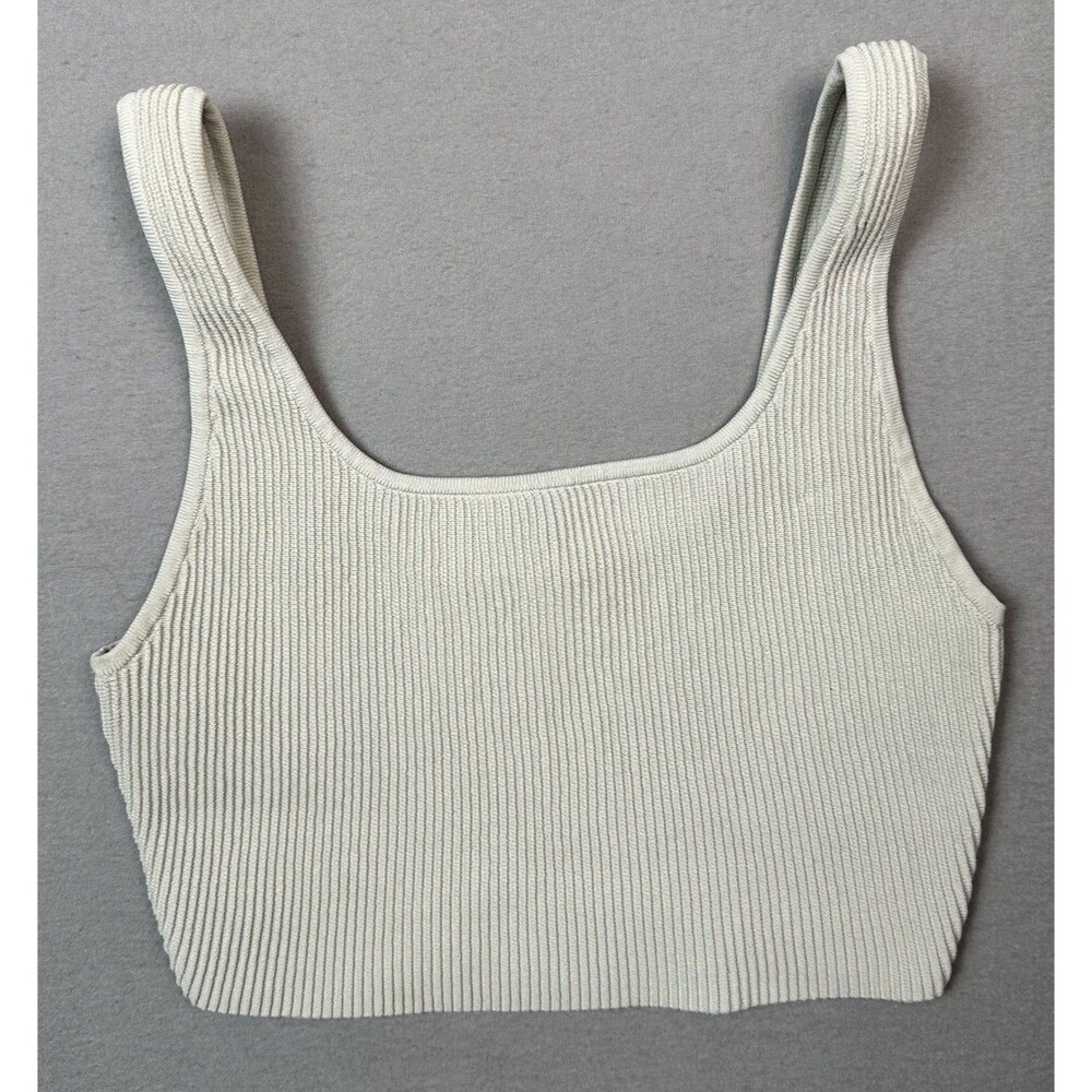 Babaton Aritzia Sculpt Knit Squareneck Crop Tank Beige Sz M Minimalist Neutral